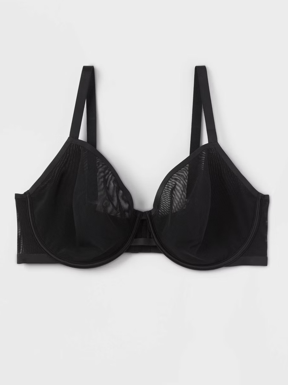Sheer Black Underwire Bra with Supportive Cups